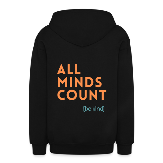 [be kind] All Minds Count Youth Zip Hoodie - black